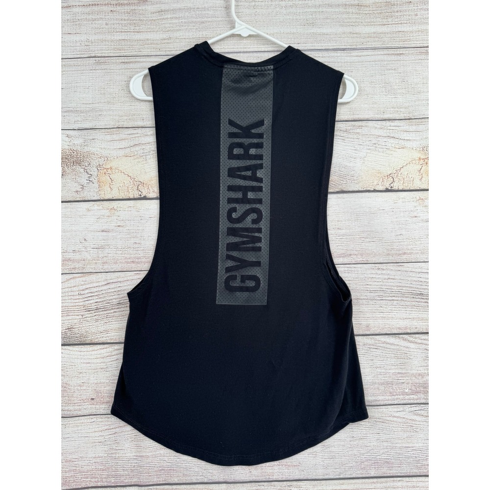 Gymshark Muscle Tank Top Mens XS Black Sleeveless Graphic Back Logo
